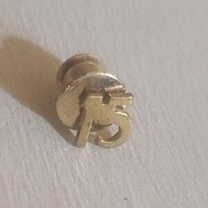 Number Fifteen #15 Small Gold Vintage Lapel Pin